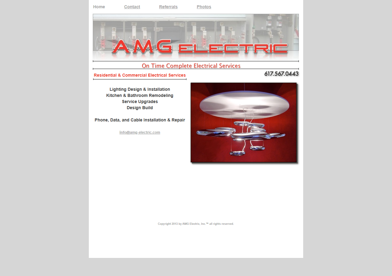 AMG Electric website before the rebuild
