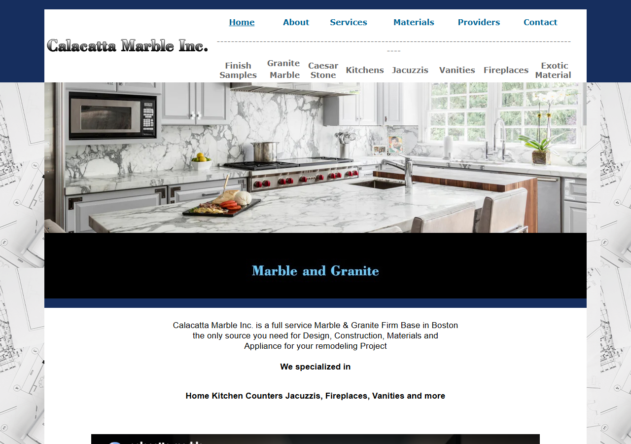 Calacatta Marble Inc website before the rebuild