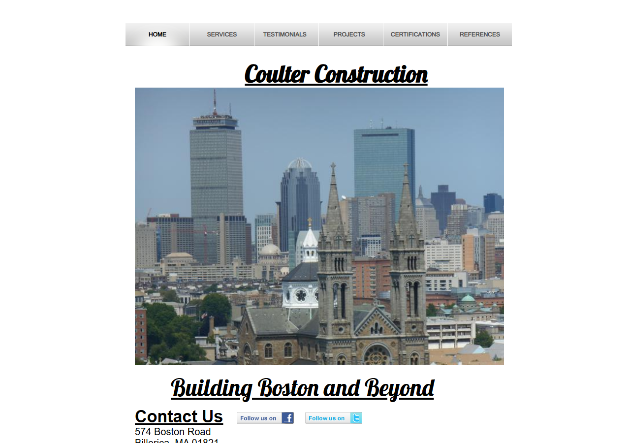 Coulter Construction website before the rebuild