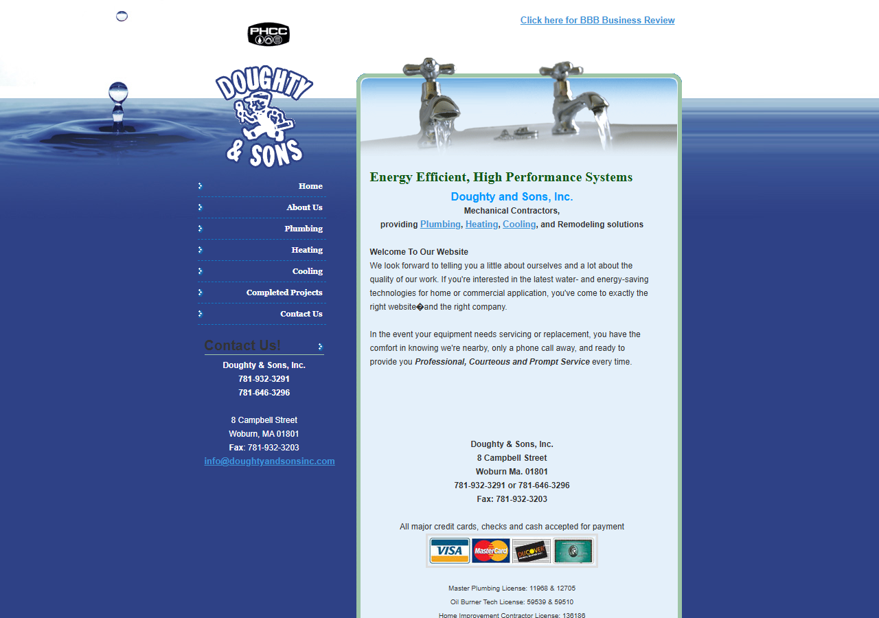 Doughty & Sons, Inc. website before the rebuild