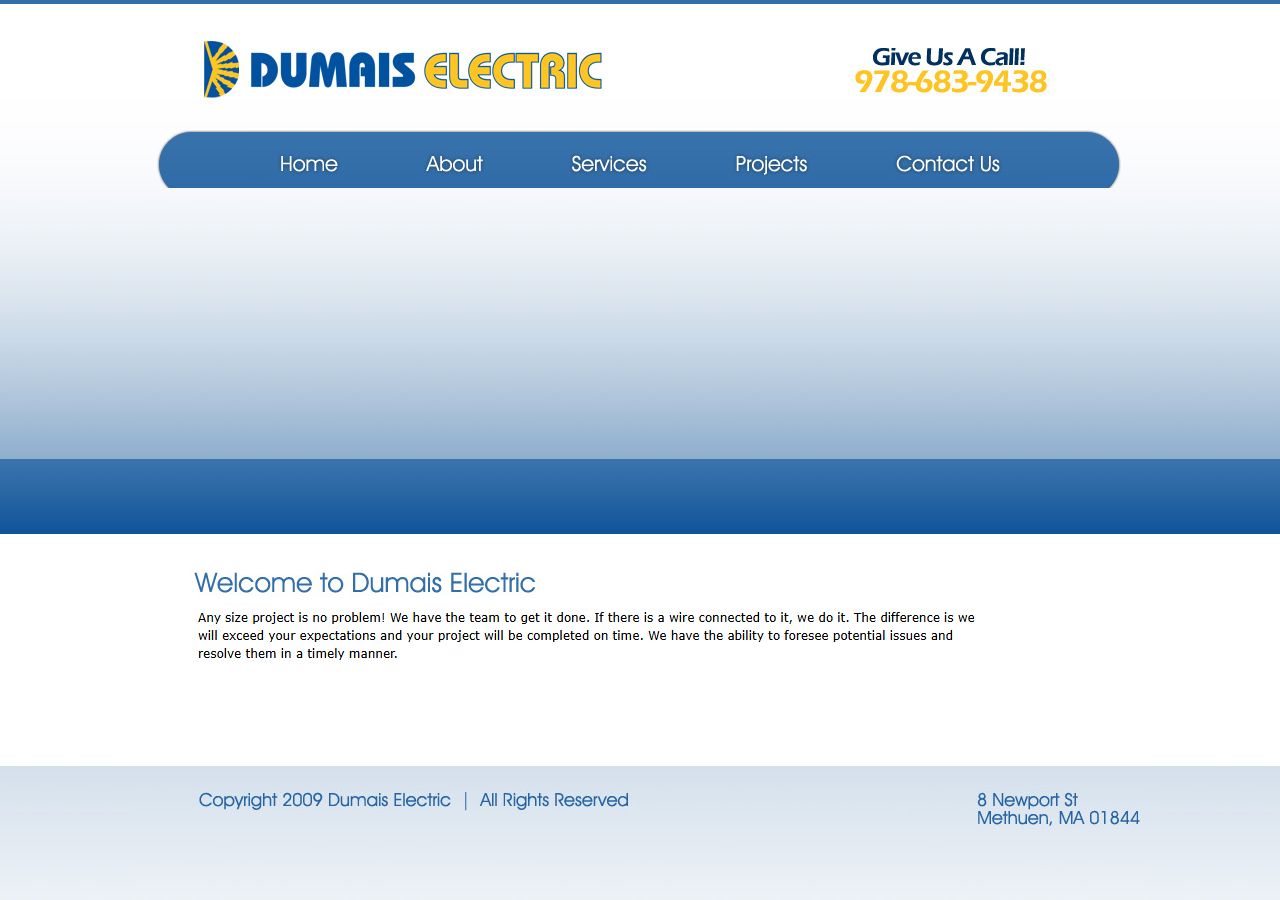 Dumais Electric website before the rebuild