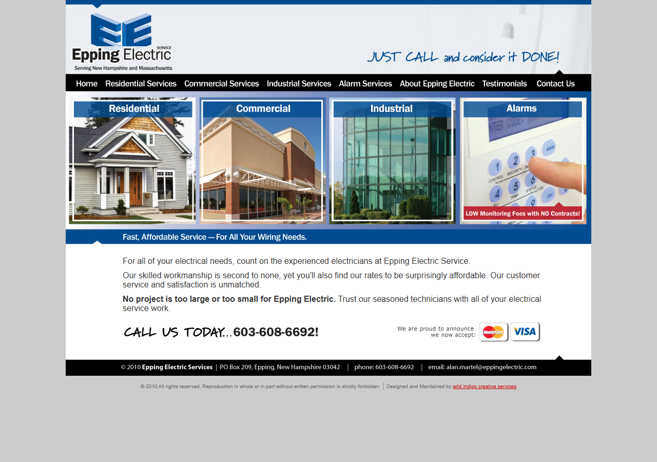 Epping Electric Service website before the rebuild