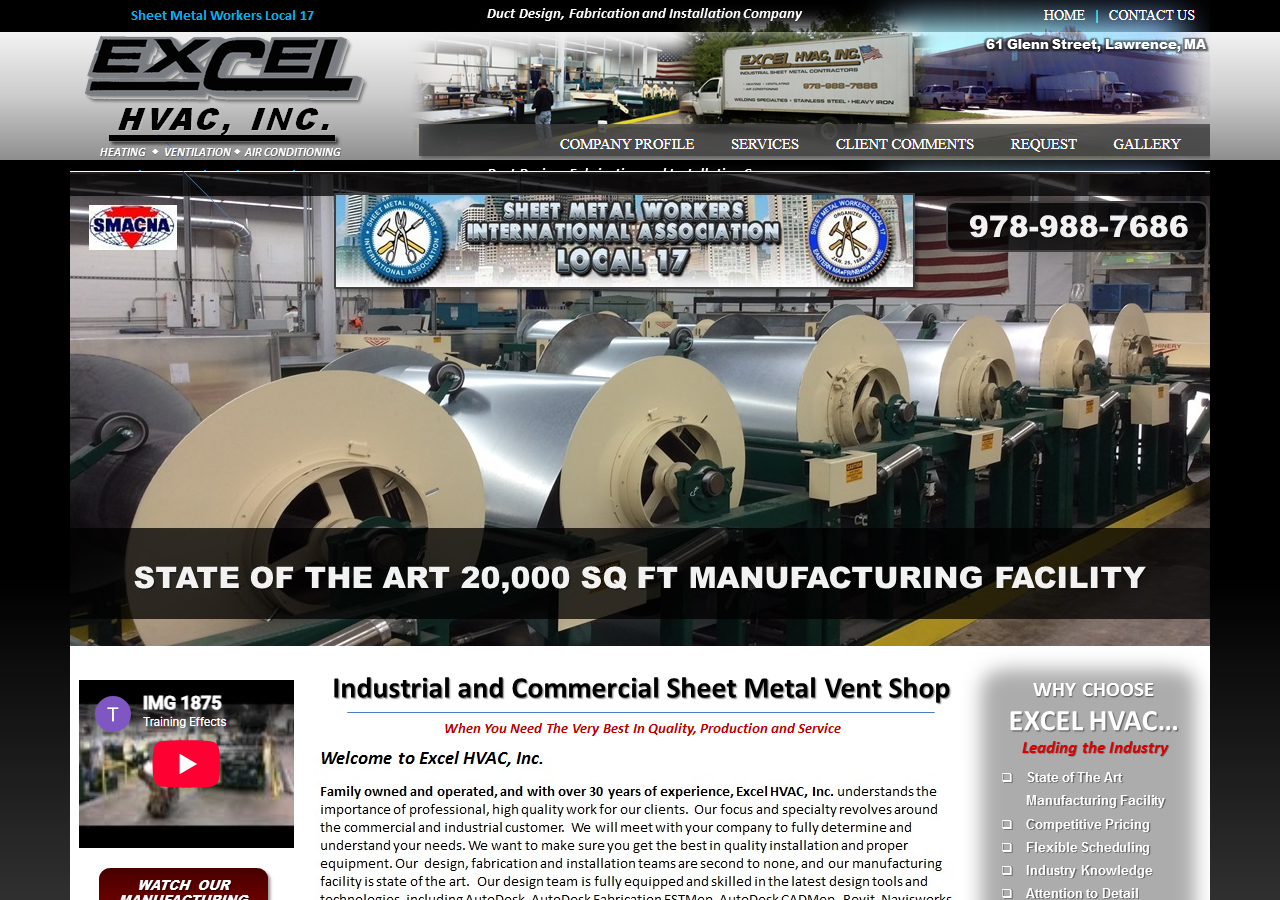 Excel HVAC website before the rebuild
