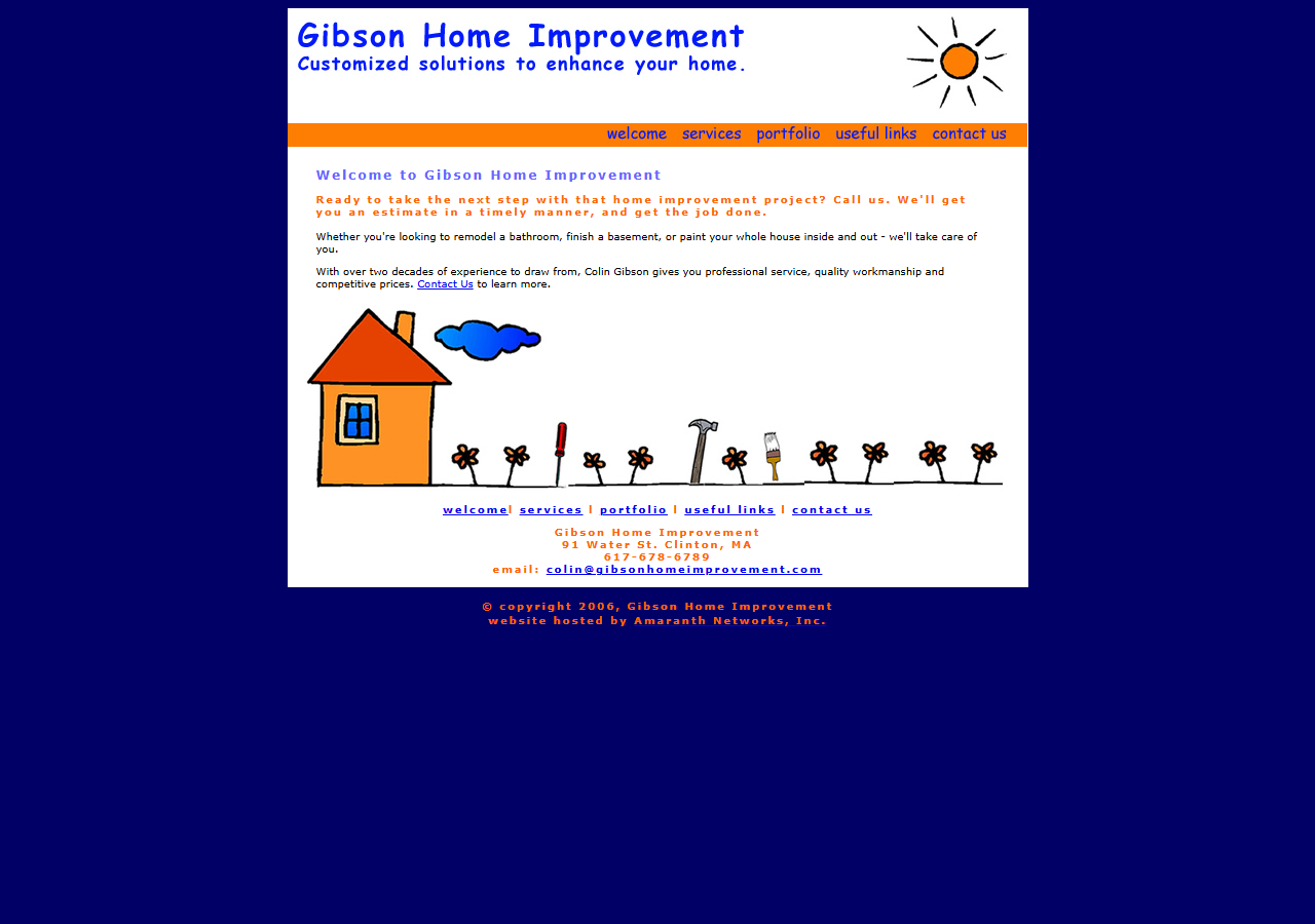 Gibson Home Improvement website before the rebuild