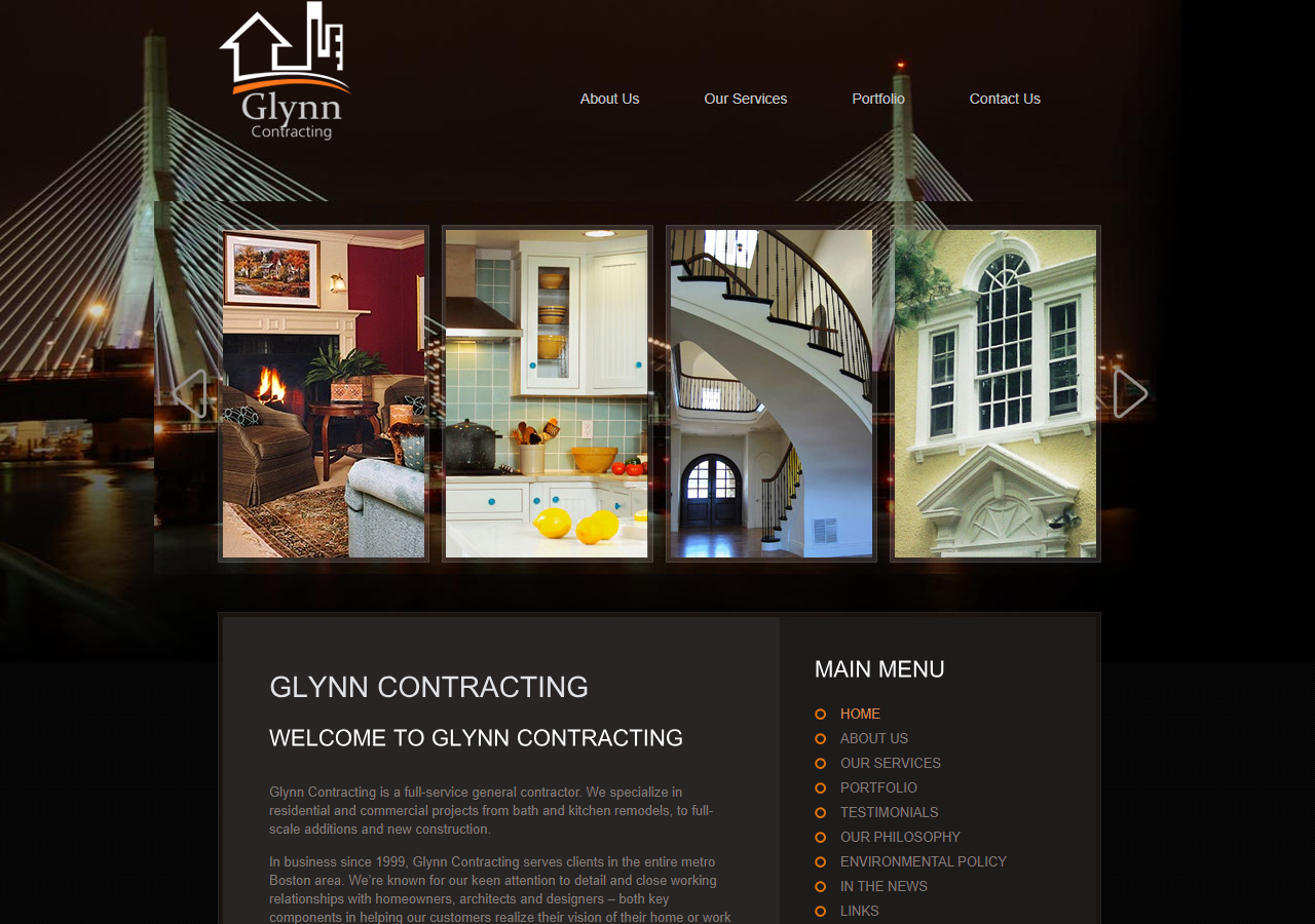 Glynn Contracting website before the rebuild