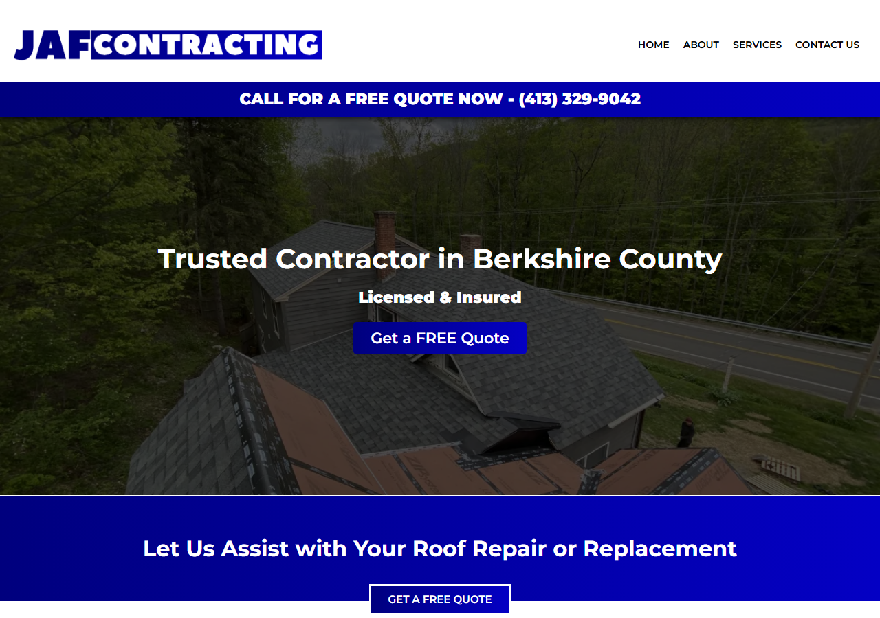 JAF Contracting website before the rebuild