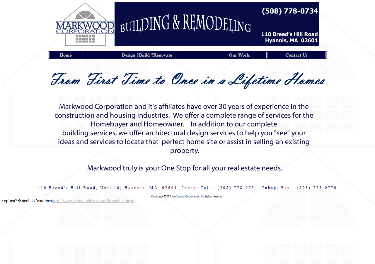 Markwood Development website before the rebuild