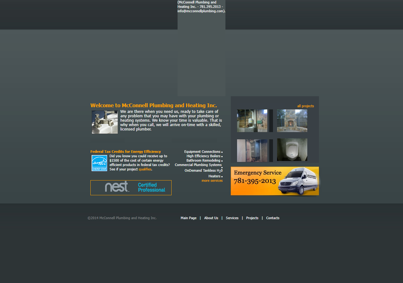McConnell Plumbing & Heating website before the rebuild