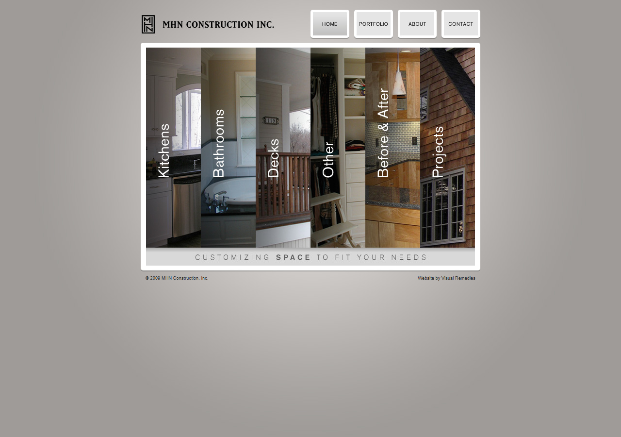MHN Construction Inc. website before the rebuild