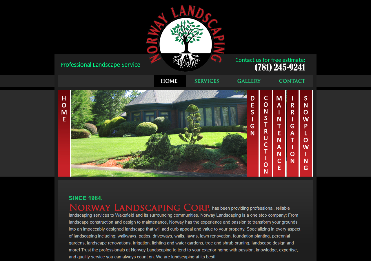 Norway Landscaping website before the rebuild