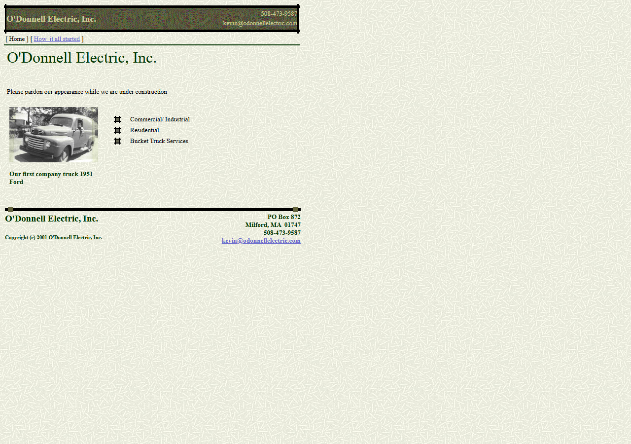 O'Donnell Electric, Inc. website before the rebuild