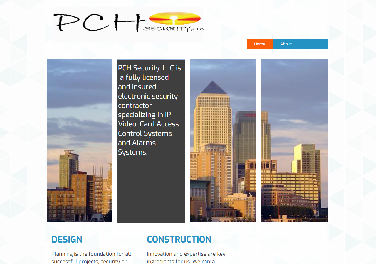 PCH Security website before the rebuild