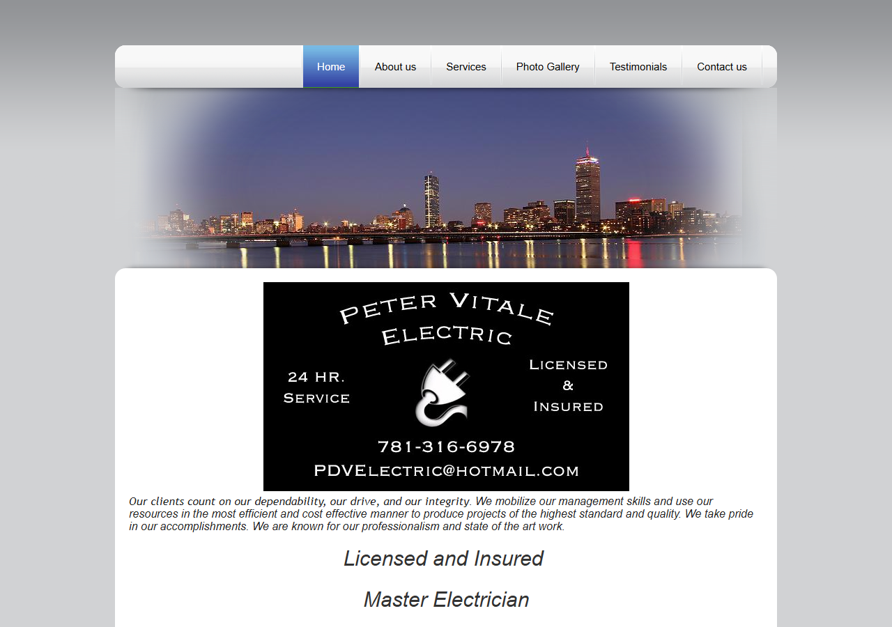 Peter Vitale Electric website before the rebuild