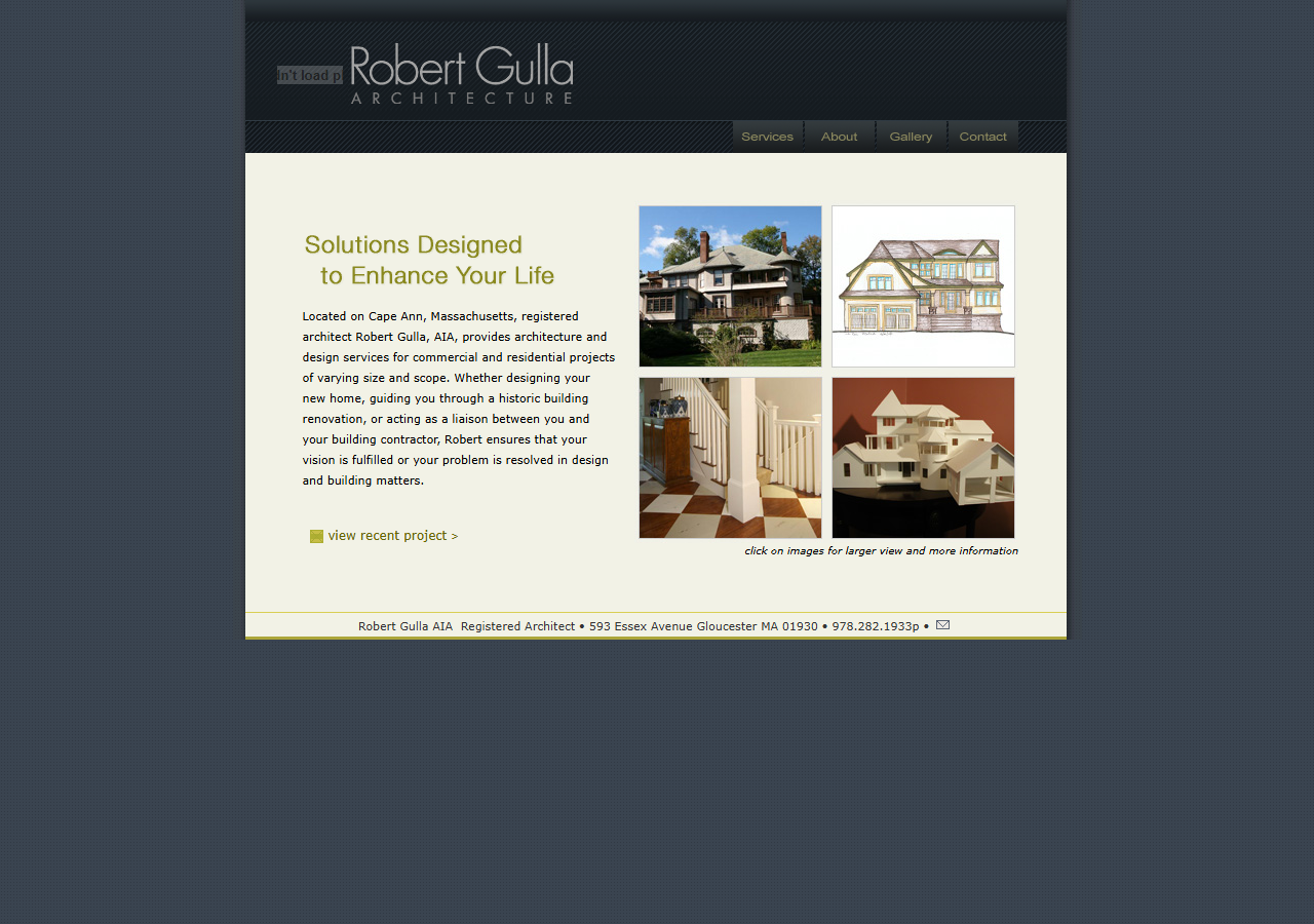 Robert Gulla Architecture website before the rebuild