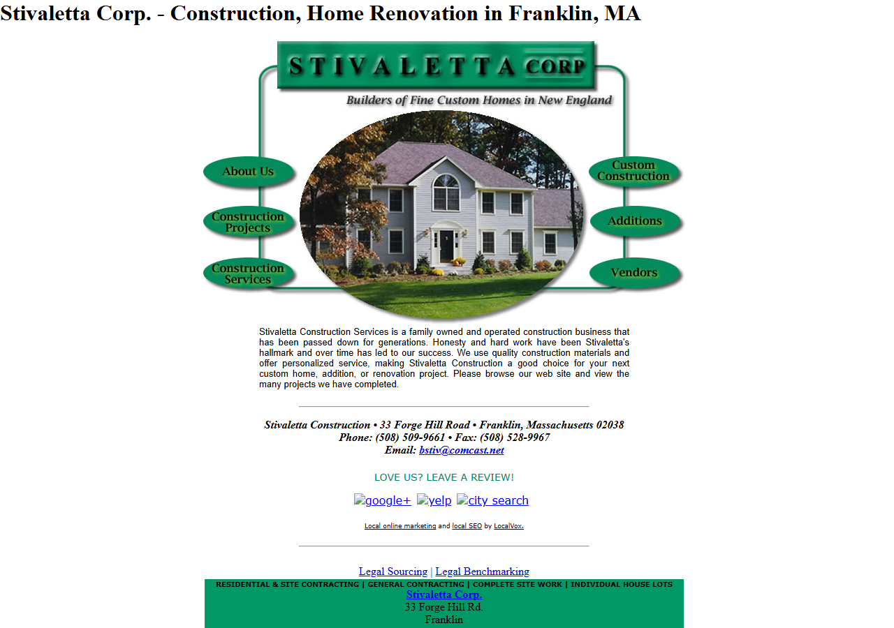 Stivaletta Corp. website before the rebuild