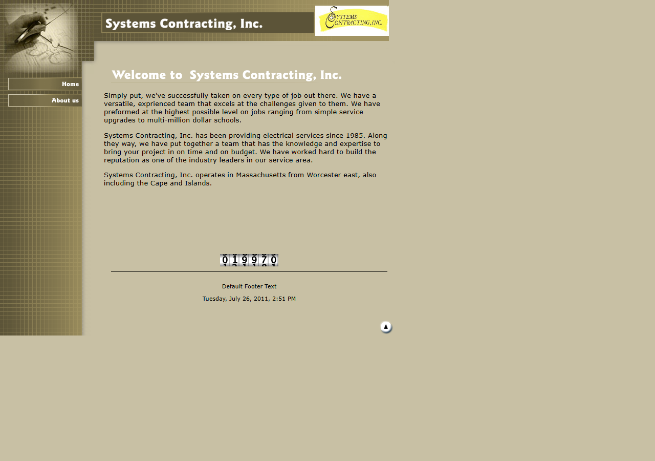 Systems Contracting, Inc. website before the rebuild