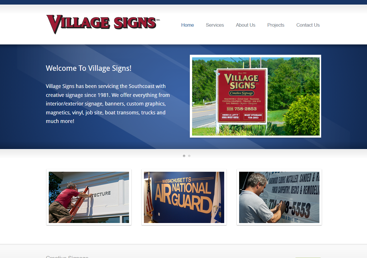 Village Signs Inc. website before the rebuild
