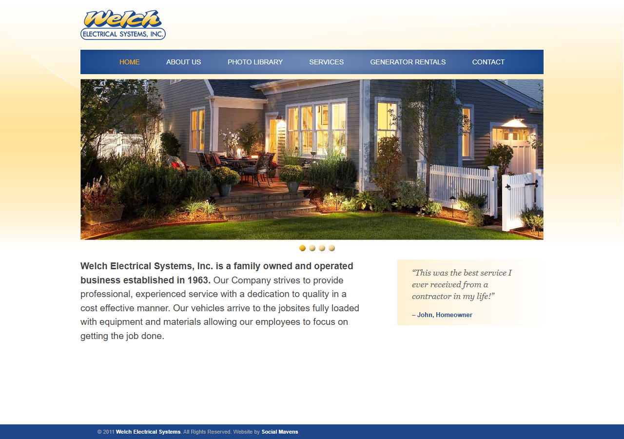 Welch Electrical Systems website before the rebuild