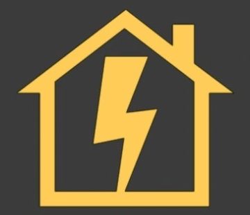 Neighborhood Electrical LLC logo, a house with a lightning bolt through it