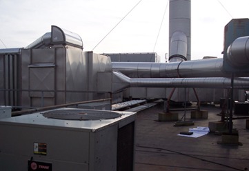 Rooftop air handling equipment and ductwork