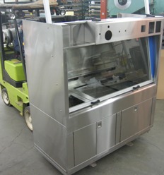 A fabricated stainless steel cabinet