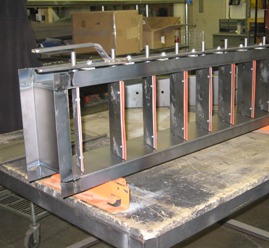 A stainless steel fabrication on the shop bench