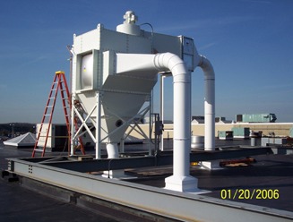 A dust collector installed on a rooftop