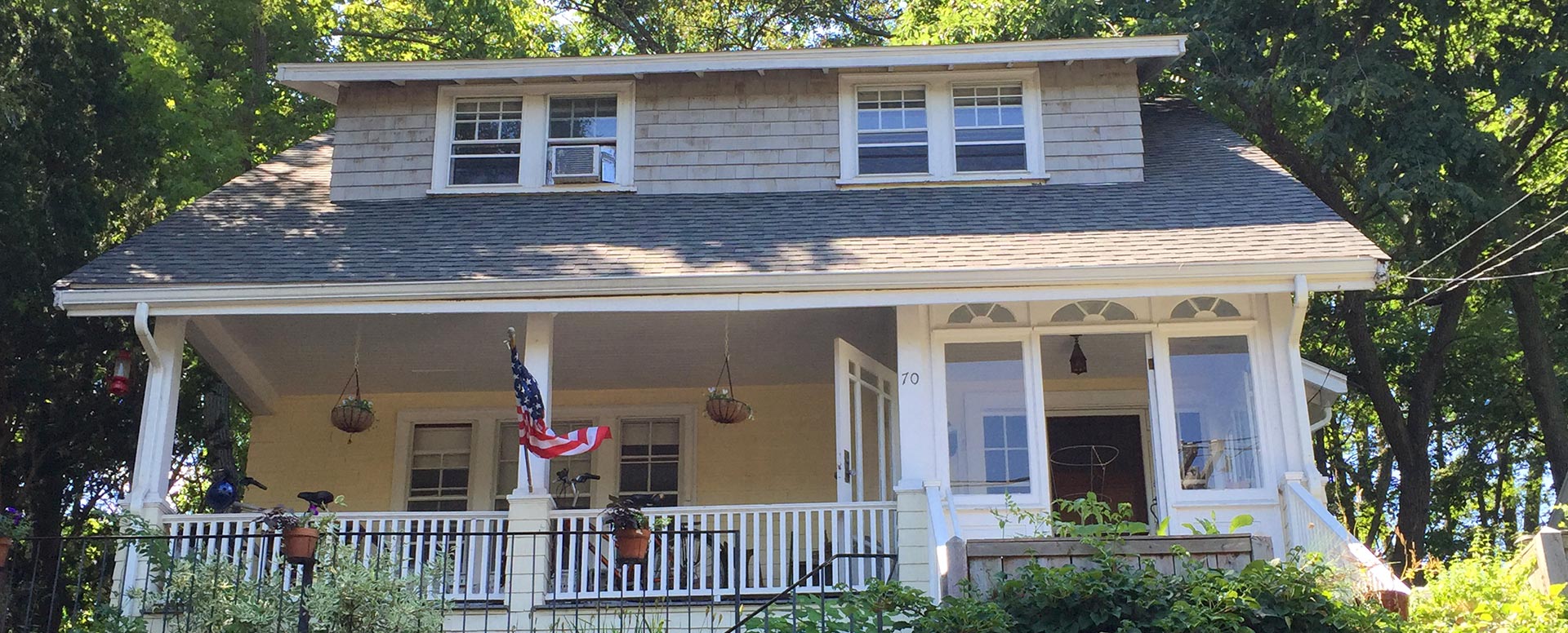 Bungalow with a deep front porch and a new roof