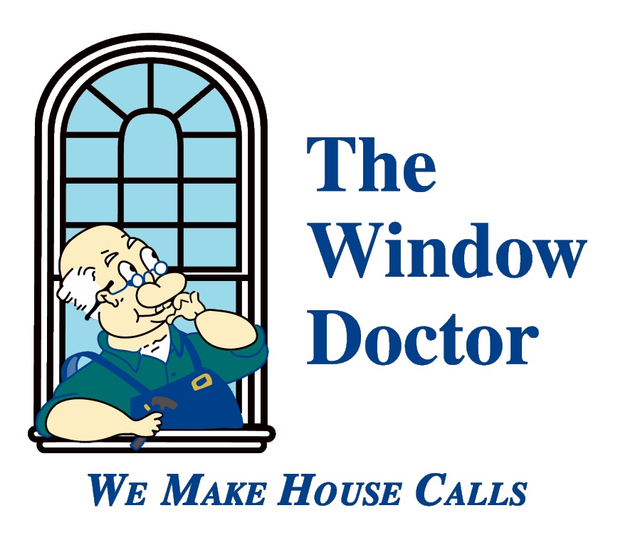 The Window Doctor logo, a tradesman leaning out of an arched window above the words We Make House Calls